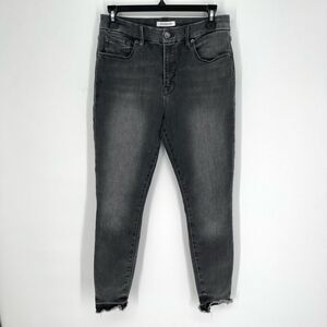 Good American Women's Good Legs Crop Jeans *READ* Size 8/29 Faded Black Raw Hem